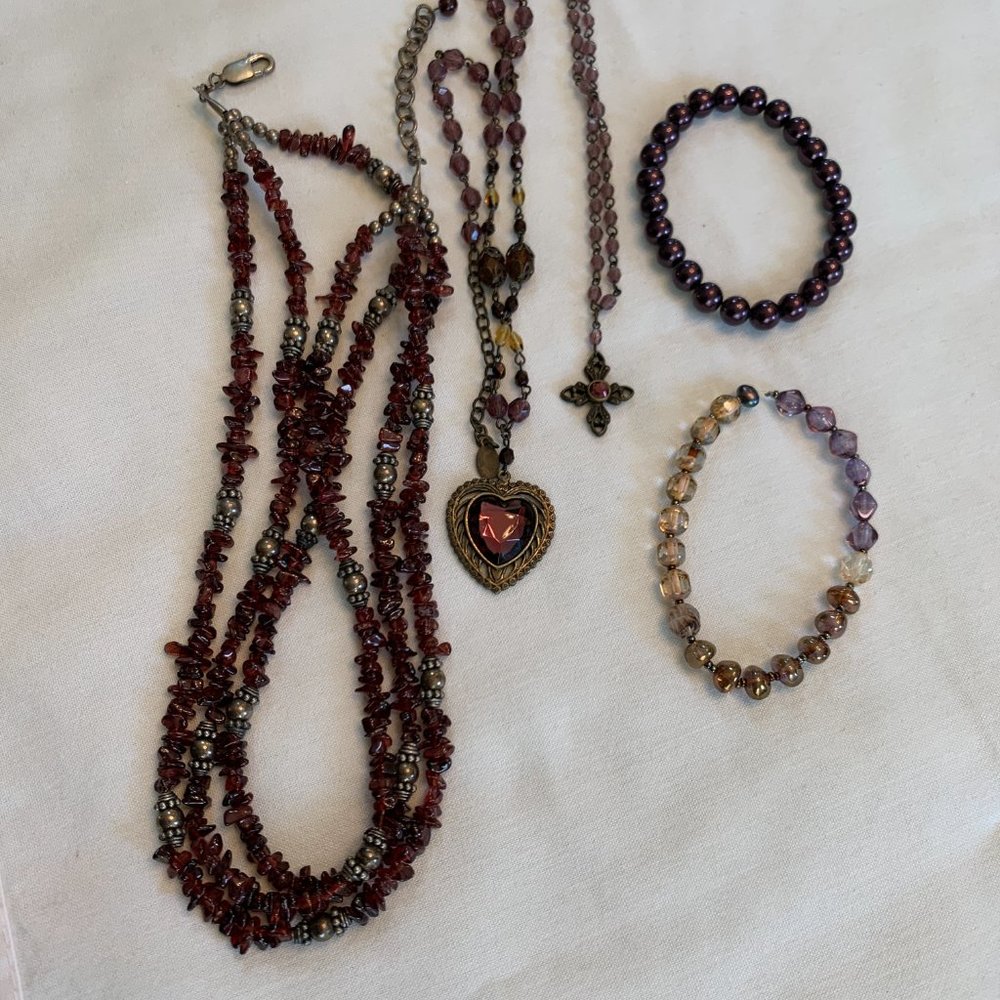 3 Necklaces and Two Bracelets